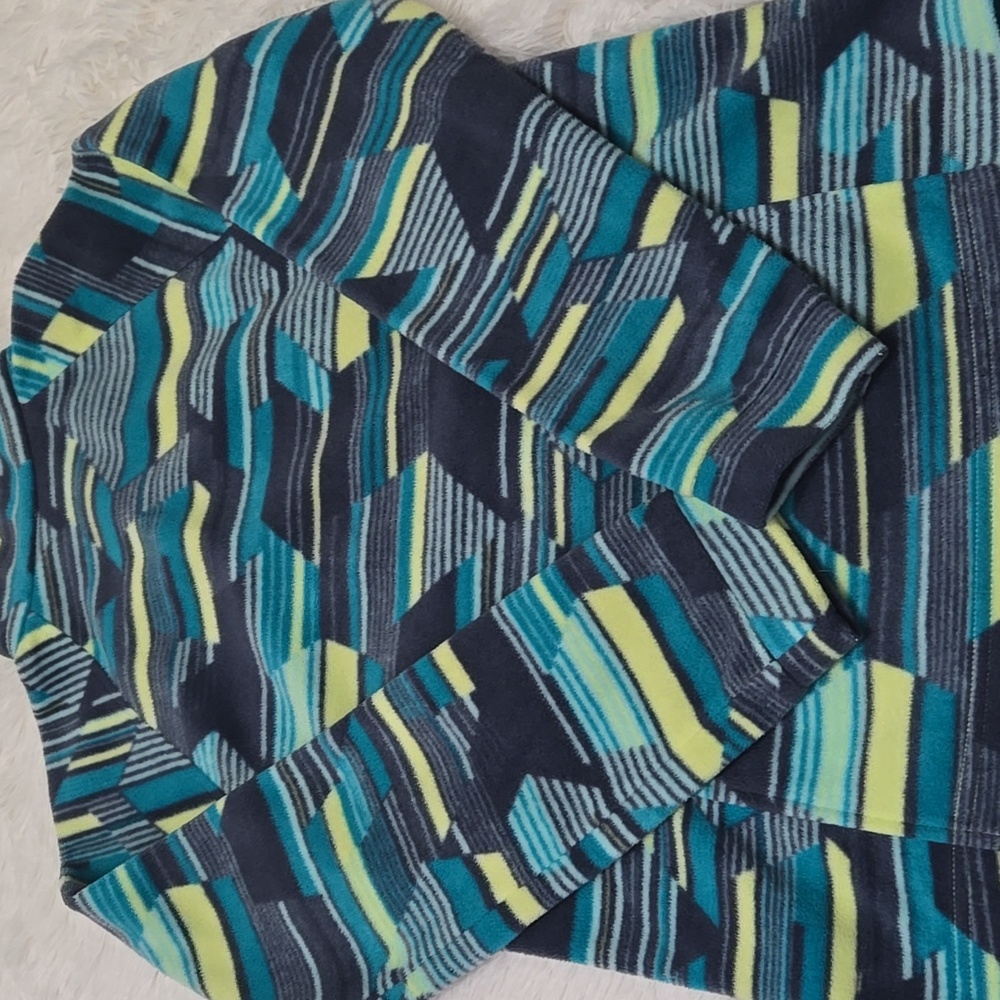 Columbia Blue and Green Patterned Fleece Jacket - Picture 2 of 4